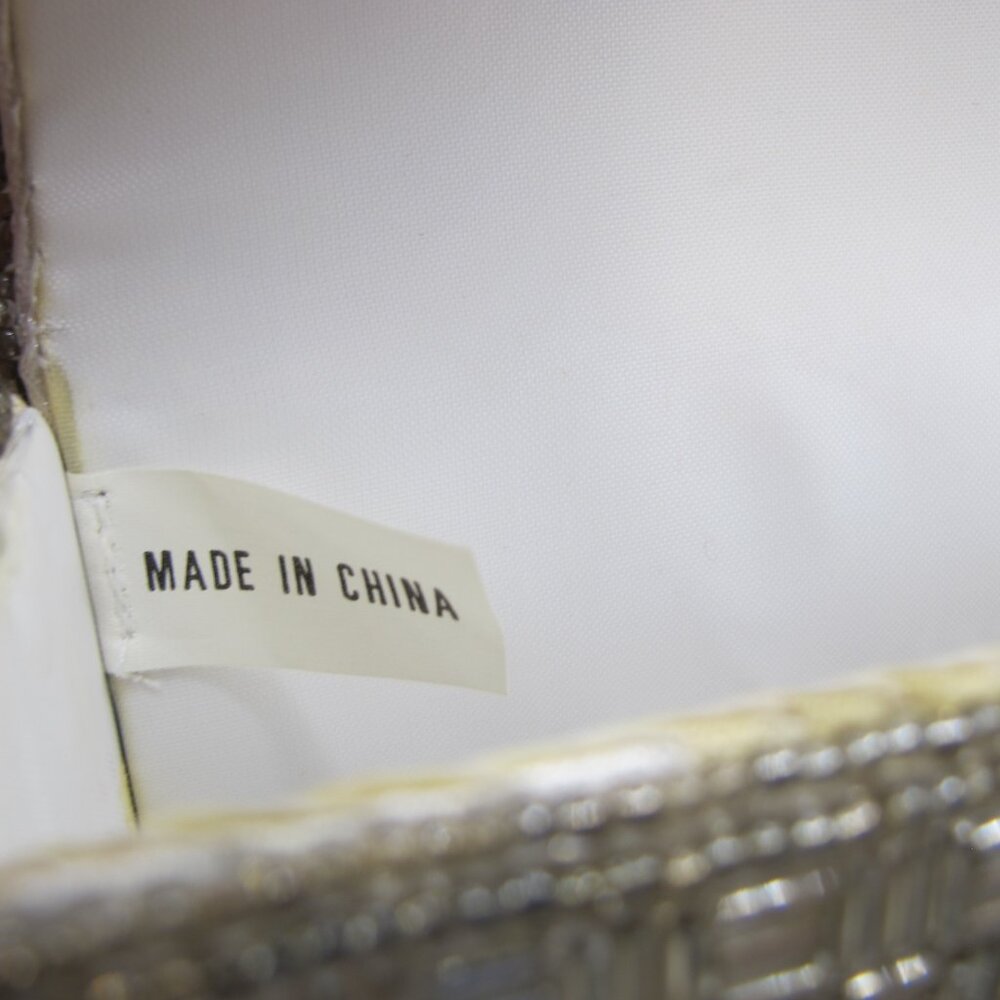 Rectangular Silver Beaded Clutch With Bead Tassel… - image 8